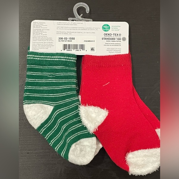 Carter's Christmas Holiday Season 2-pack *New* Socks. Size 6-12 mo - Picture 3 of 3